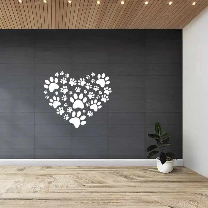 Samolepka na zeď: Zvířecí srdíčko - 90x75