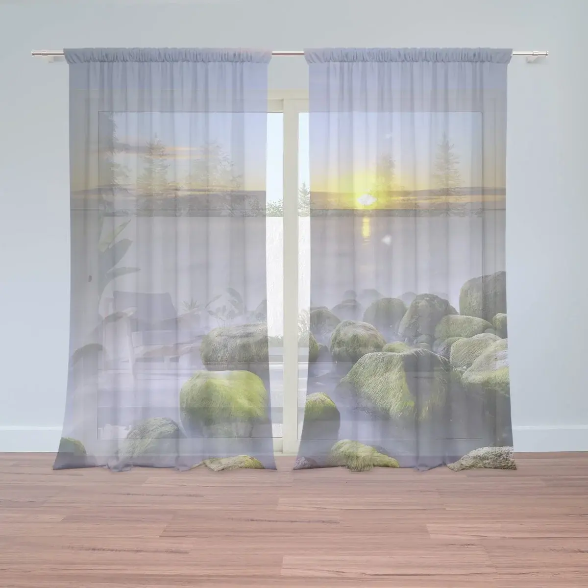 Záclony Kameny v jezeře: 2ks 150x250cm