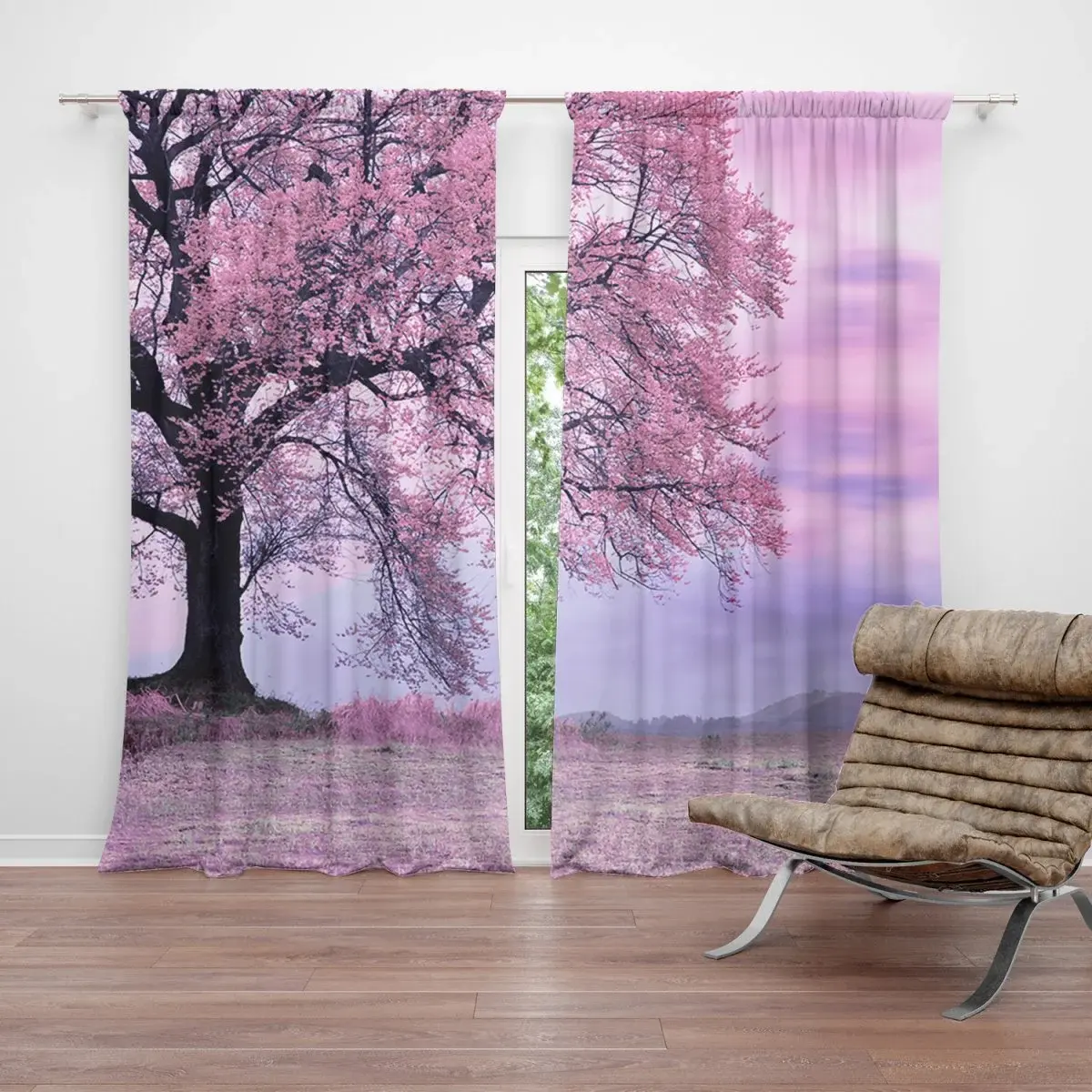 Závěs Růžový strom: 2ks 140x250cm