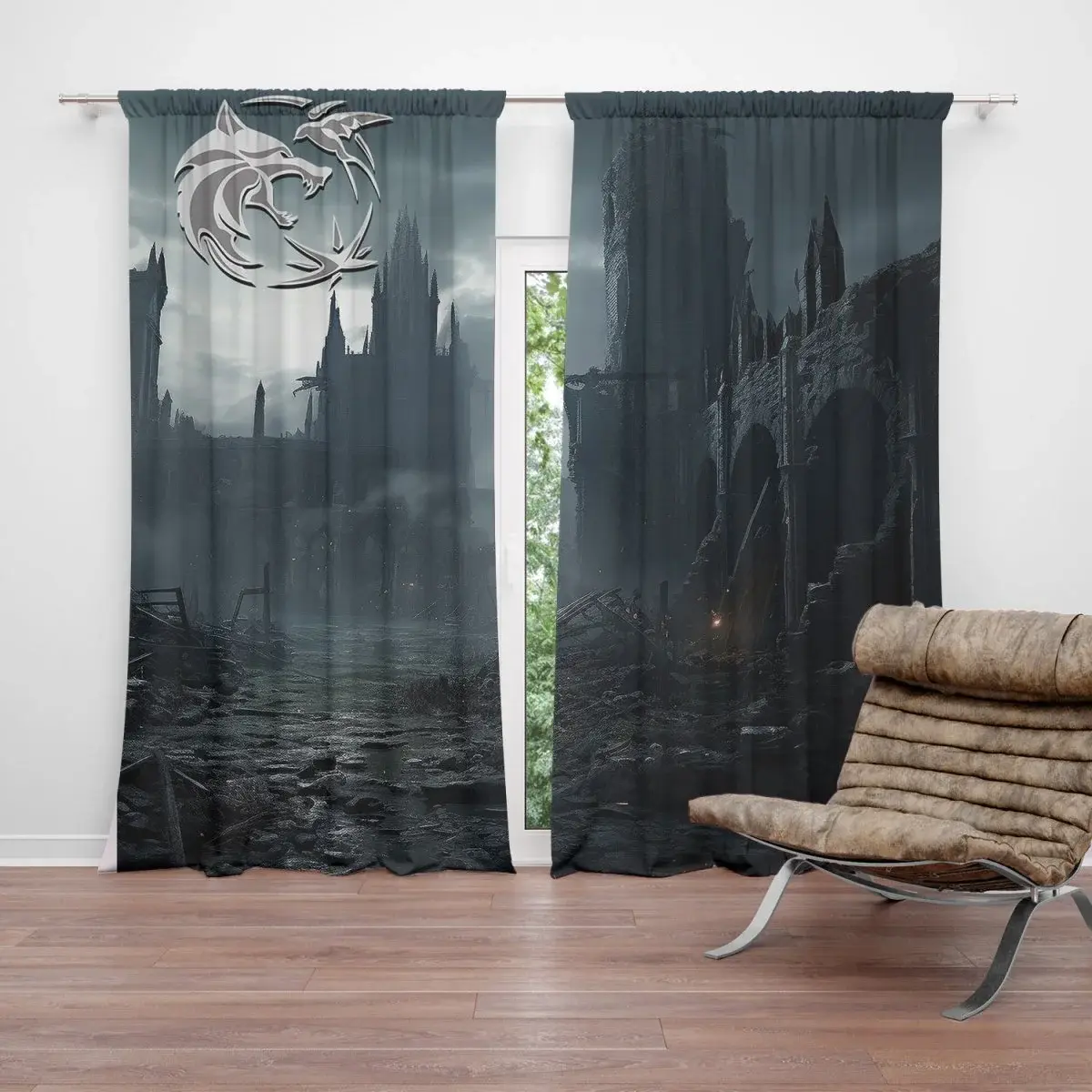 Závěs Zaklínač Hrad: 2ks 140x250cm
