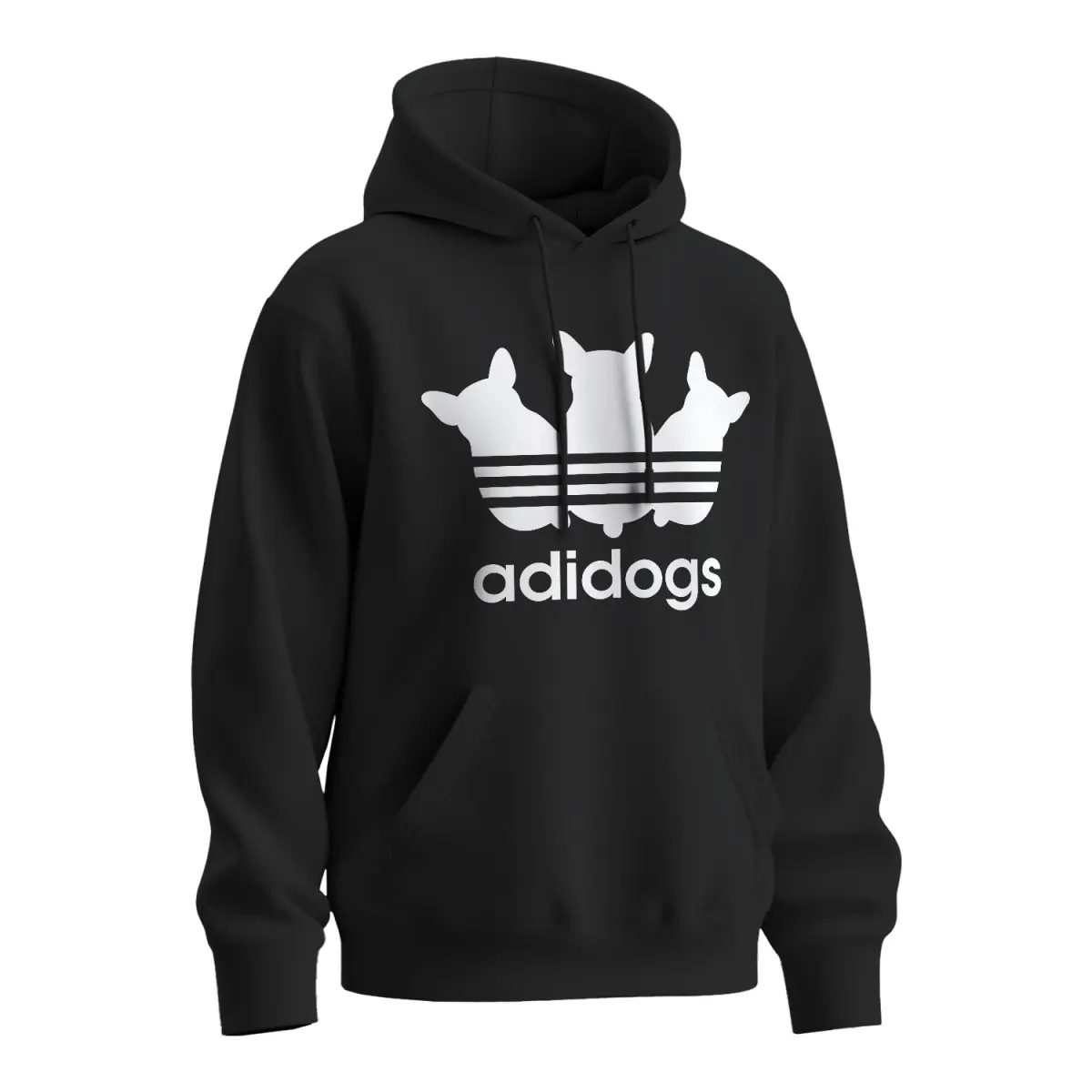Mikina s potiskem Adidogs - černá 2XL