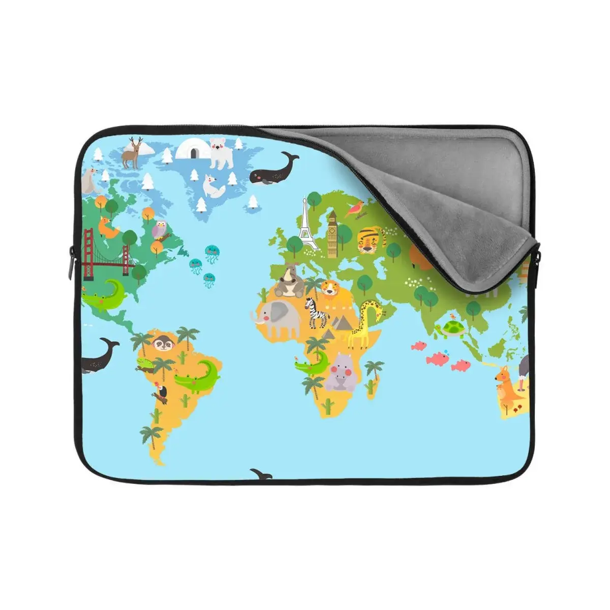 Obal na notebook Zvířecí mapa světa - 13"