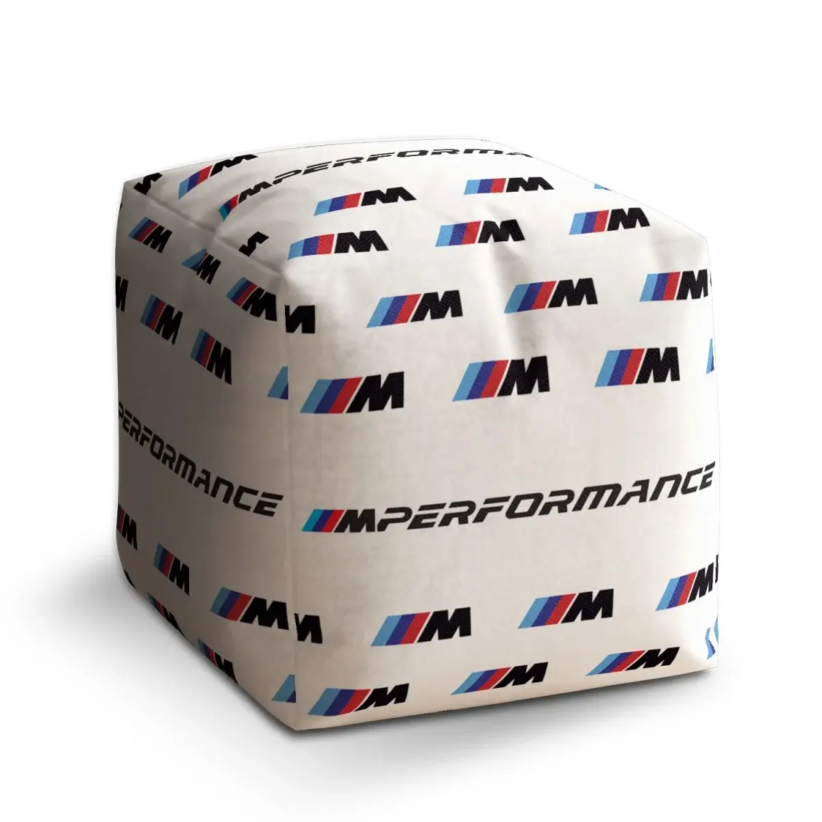 Taburet Cube MPERFORMANCE bílý vzor - 50x50x50 cm