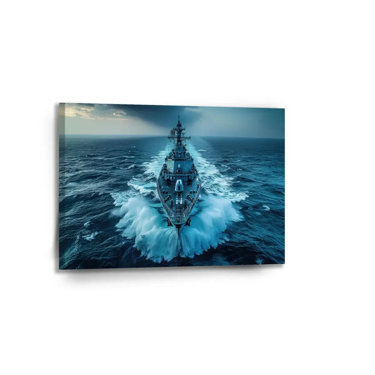 Obraz Válečná loď prorážející oceán - 90x60 cm