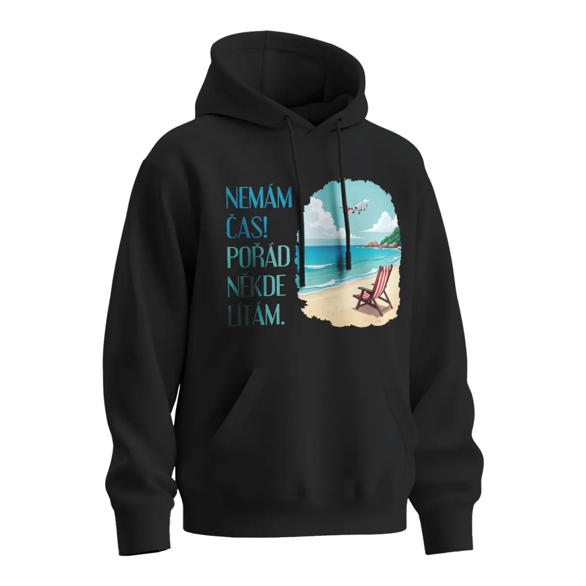 Mikina s potiskem Pořád někde lítám - černá 2XL