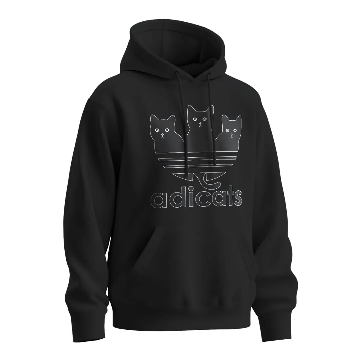 Mikina s potiskem Adicats - černá 3XL