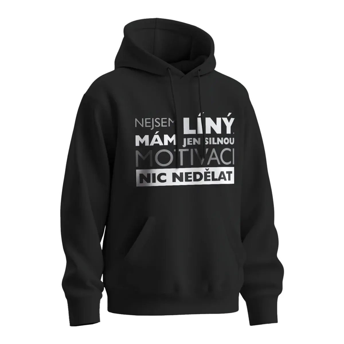 Mikina s potiskem Nejsem LÍNÝ - černá 5XL