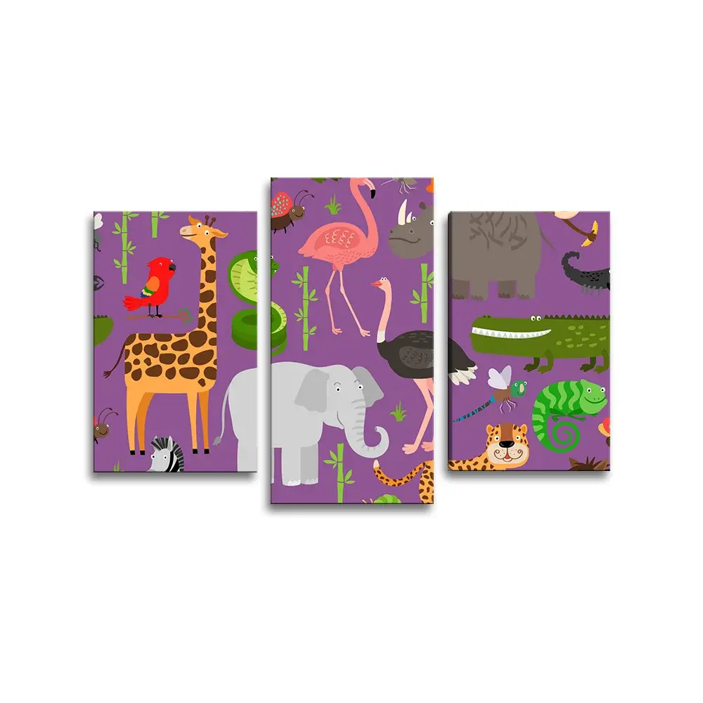 Obraz - 3-dílný Animované safari - 75x50 cm