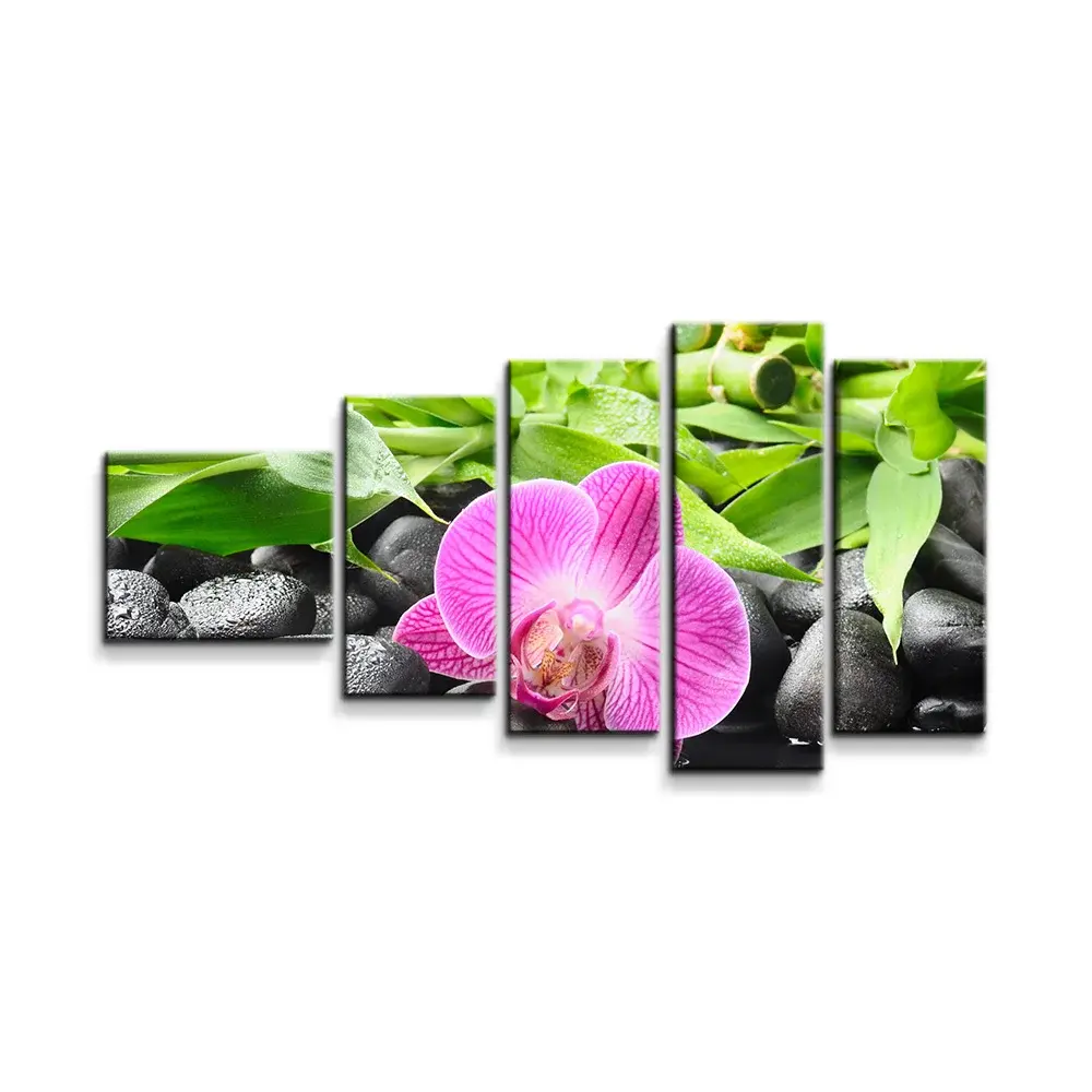 Obraz - 5-dílný Růžová orchidej - 100x60 cm