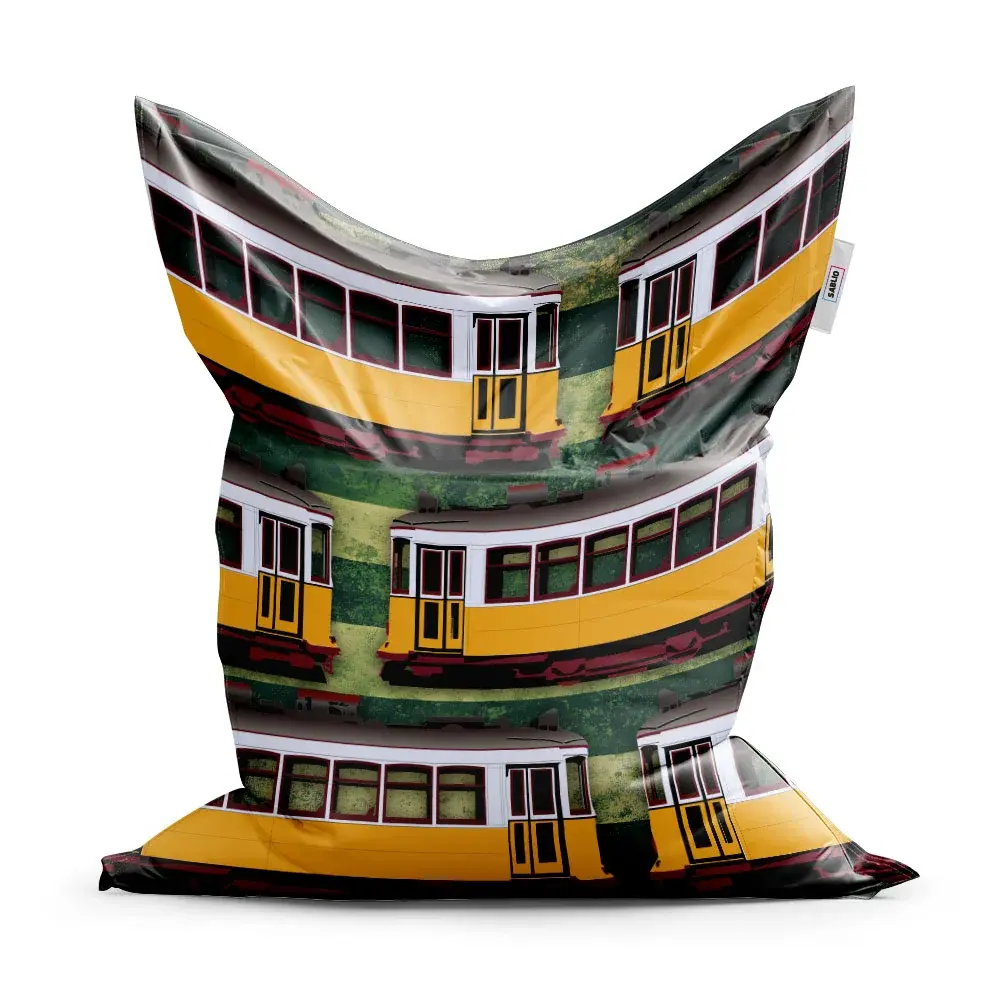 Sedací vak Lisabonské historické tramvaje Zelený Pattern - 150x100 cm