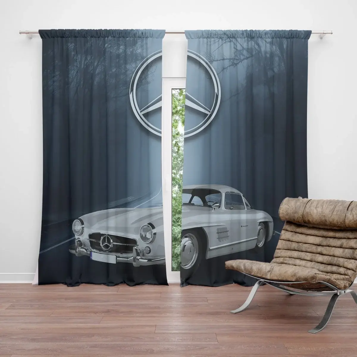 Závěs Mercedes-Benz 300 SL V lese: 2ks 140x250cm