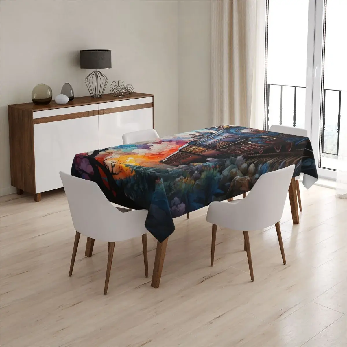 Ubrus Parní lokomotiva v kouzelné krajině - 130x170 cm