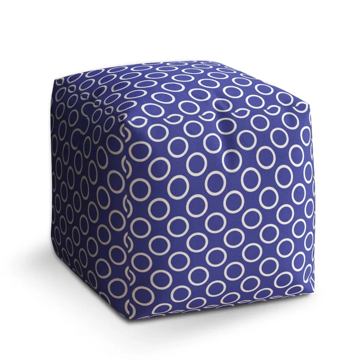 Taburet Cube Bílé kruhy na modré - 60x60x60 cm