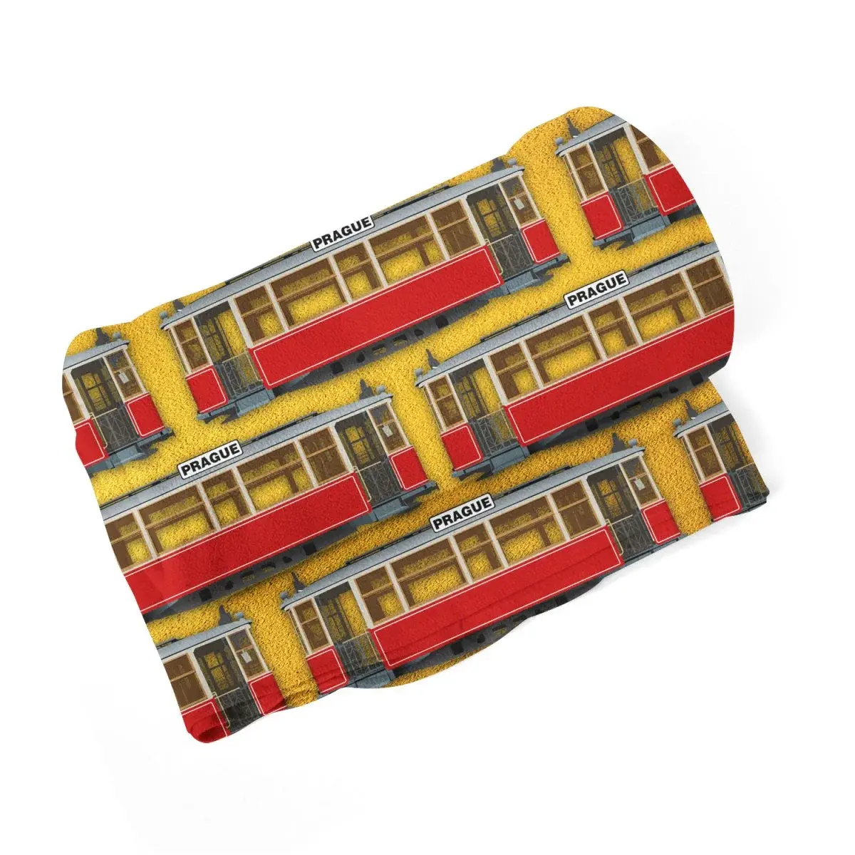 Deka Pražské historické tramvaje Žlutý Pattern - 150x120 cm