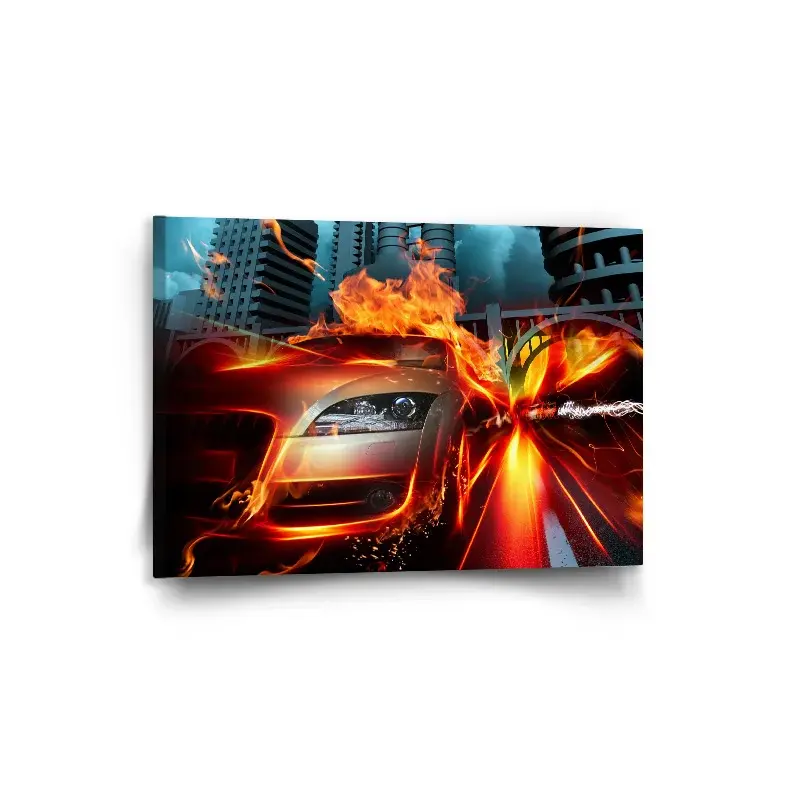Obraz Auto v plamenech - 90x60 cm