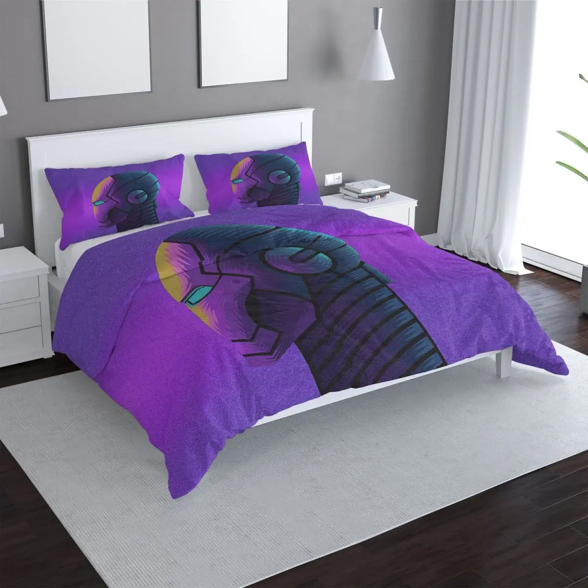Povlečení Iron Man Helma na fialové - 140x200 / 90x70