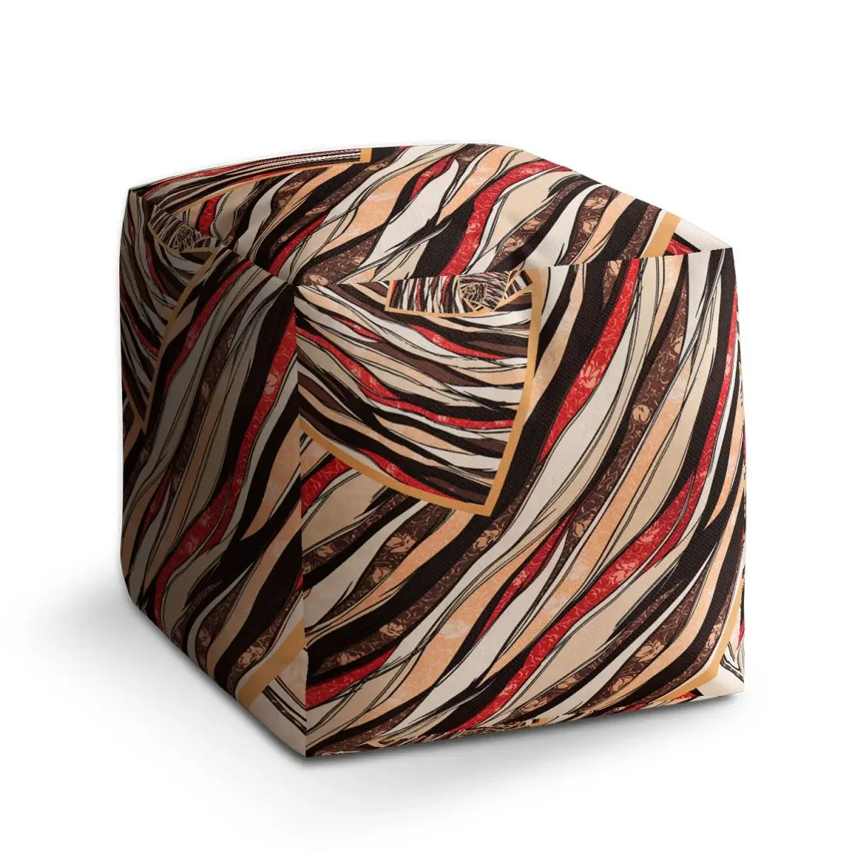 Taburet Cube Pruhovaný motiv - 50x50x50 cm