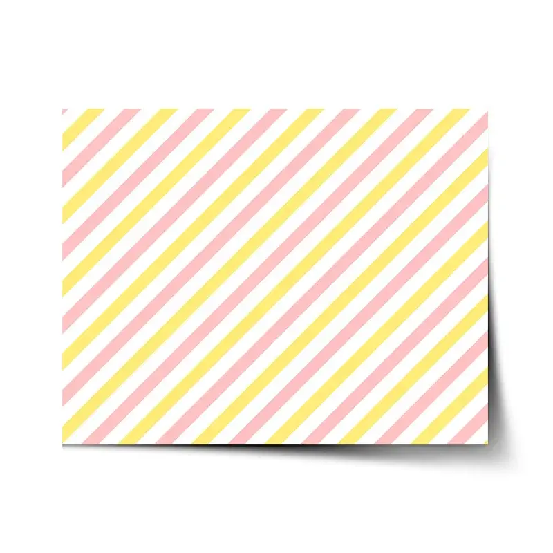 Plakát Růžové a žluté pruhy - 90x60 cm