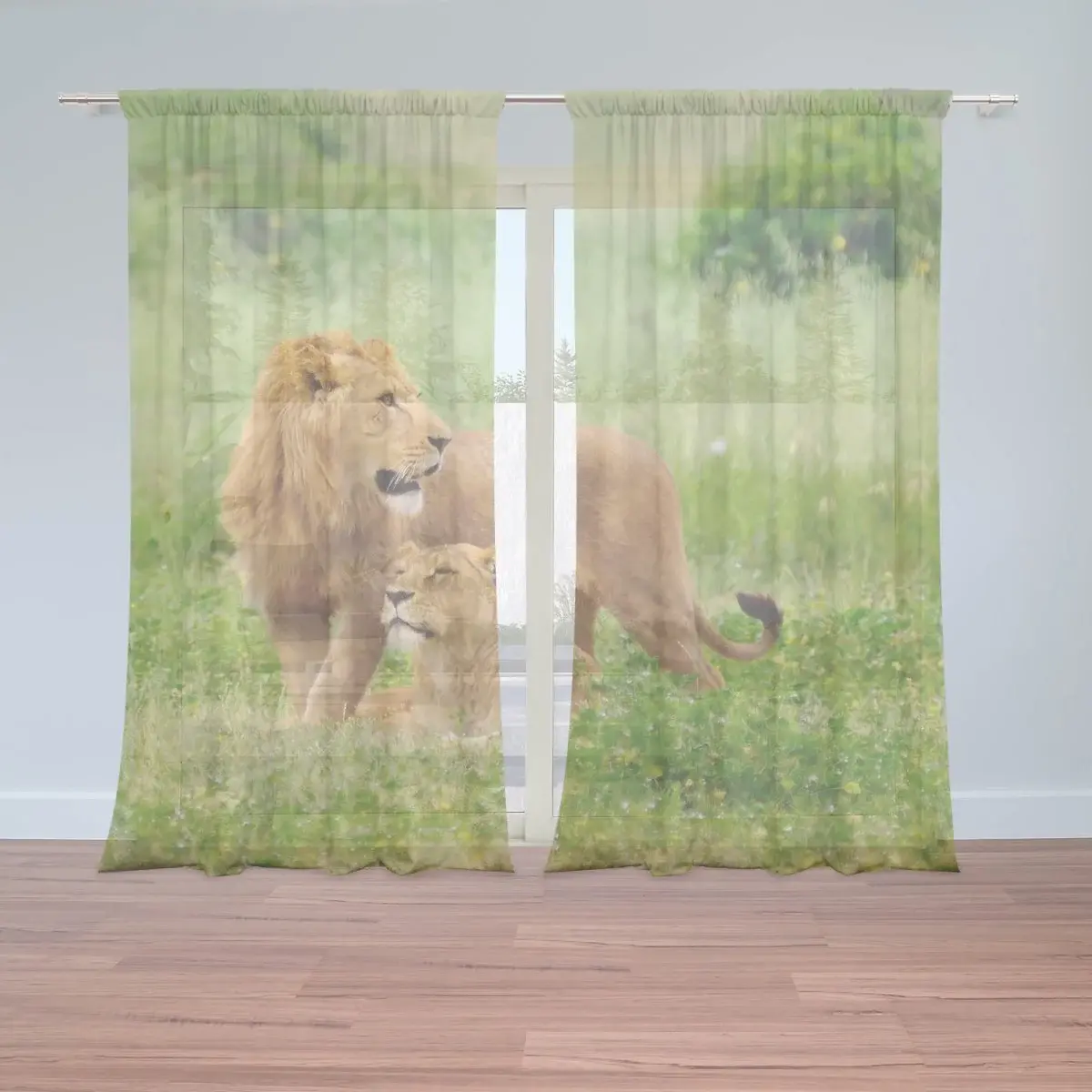 Záclony Lev a lvice: 2ks 150x250cm