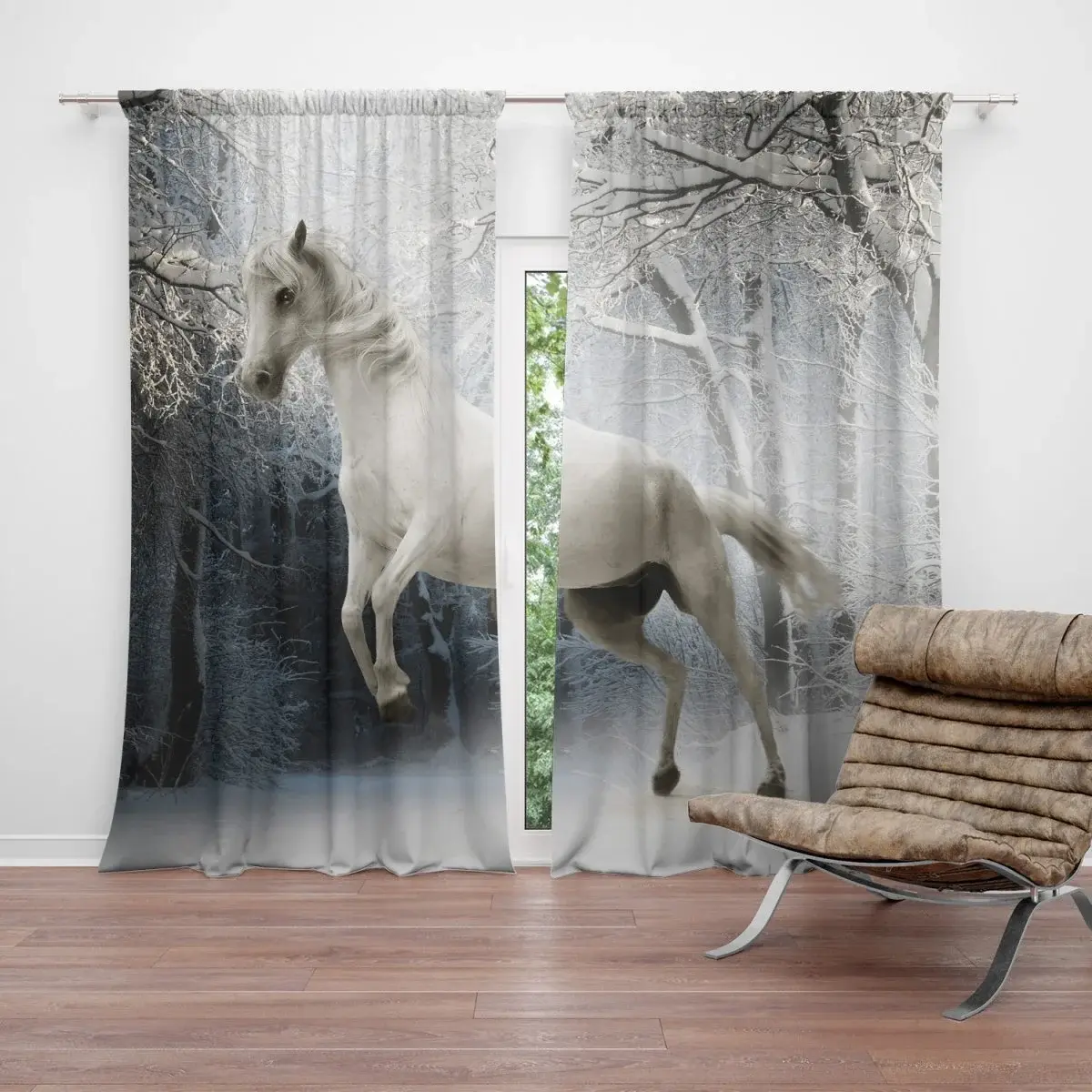 Závěs Bílý kůň: 2ks 140x250cm