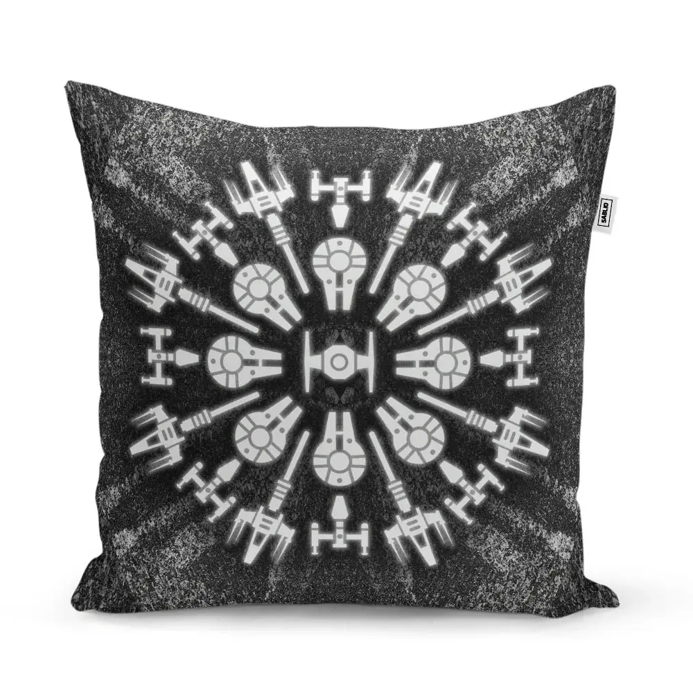 Polštář Star Wars Vesmírné lodě na šedém abstraktu - 60x60 cm
