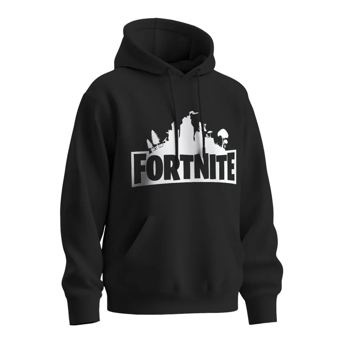Mikina s potiskem Fortnite Pevnost - černá