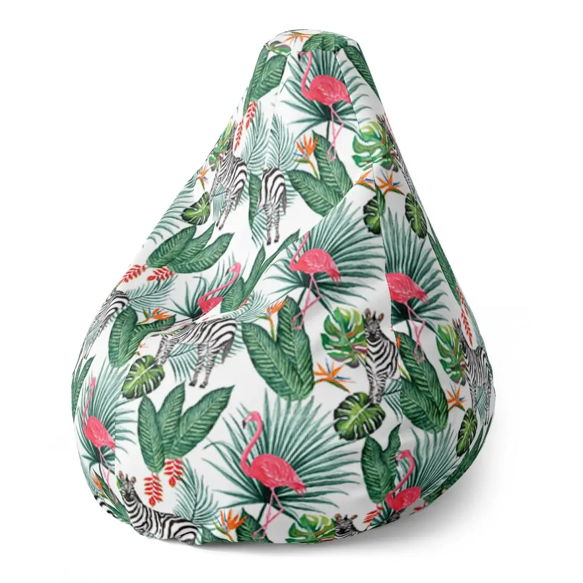 Sedací vak Pear Zebra a plameňák - 140 x 100 x 25 cm