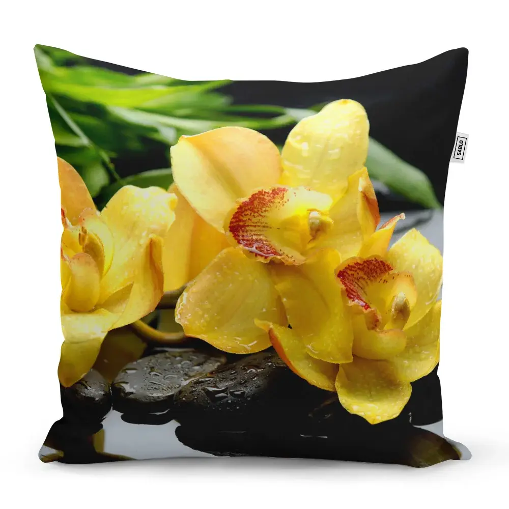 Polštář Žluté orchideje - 50x50 cm