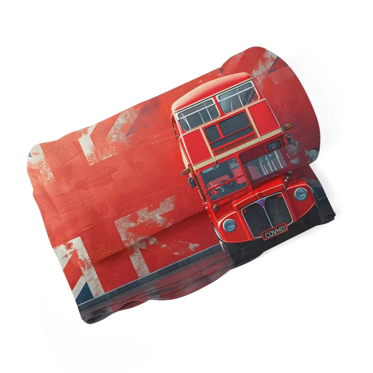 Deka Červený patrový autobus Vlajka - 150x120 cm