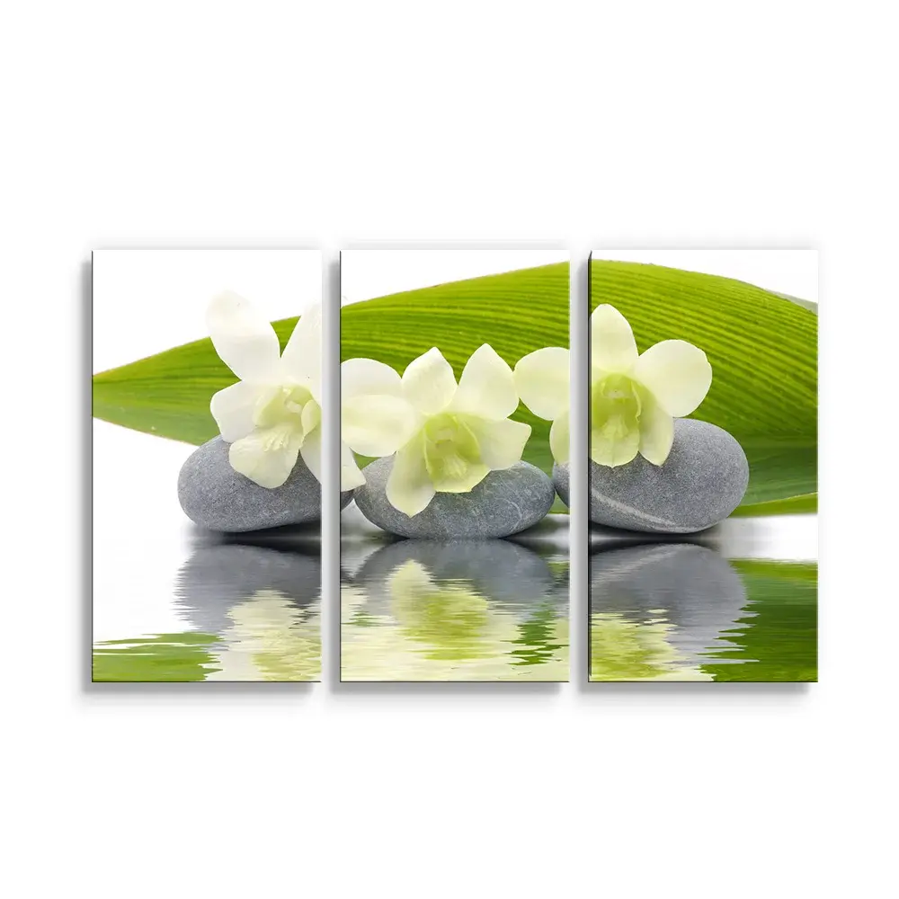 Obraz - 3-dílný Bílá orchidej - 120x80 cm