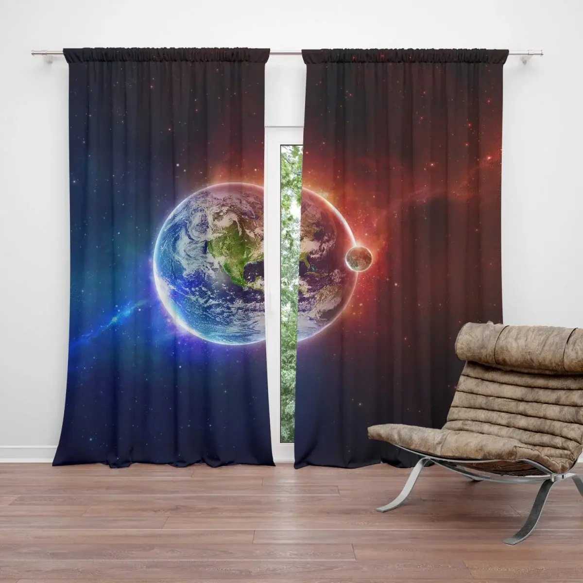 Závěs Planeta Země: 2ks 140x250cm