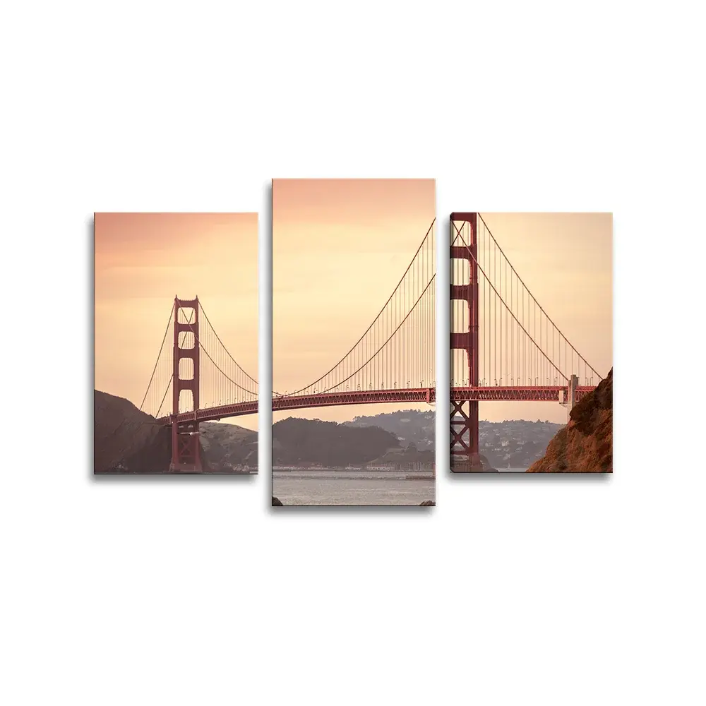Obraz - 3-dílný Golden Gate 2 - 75x50 cm