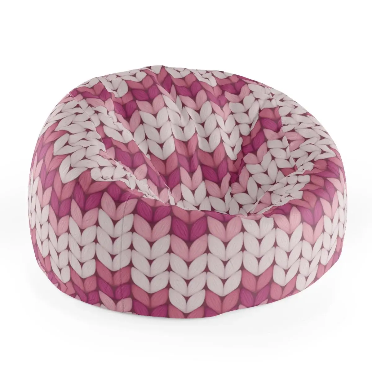 Sedací vak Cocoon Tříbarevné růžové pletení - 75 x 45 x 35 cm