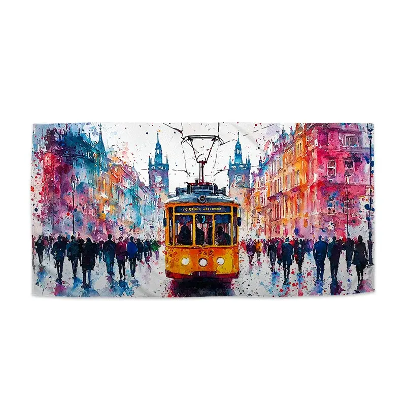 Ručník Žlutá tramvaj Paint - 70x140 cm