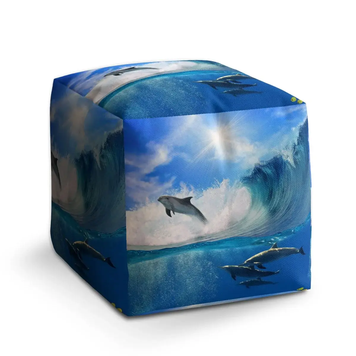 Taburet Cube Delfíni ve vlnách - 40x40x40 cm