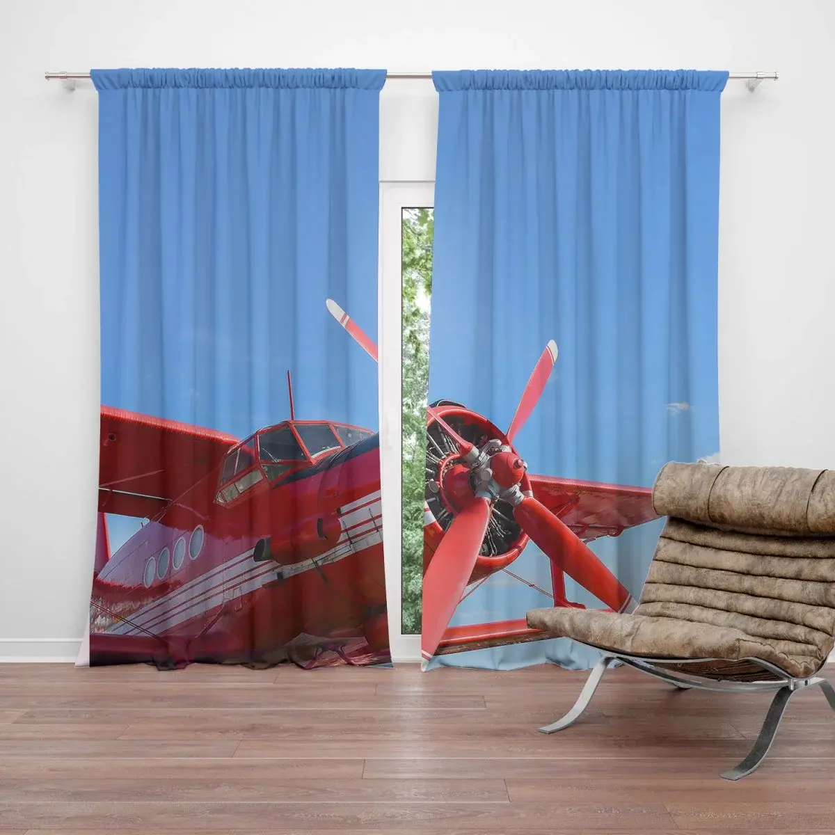 Závěs Červené letadlo: 2ks 140x250cm