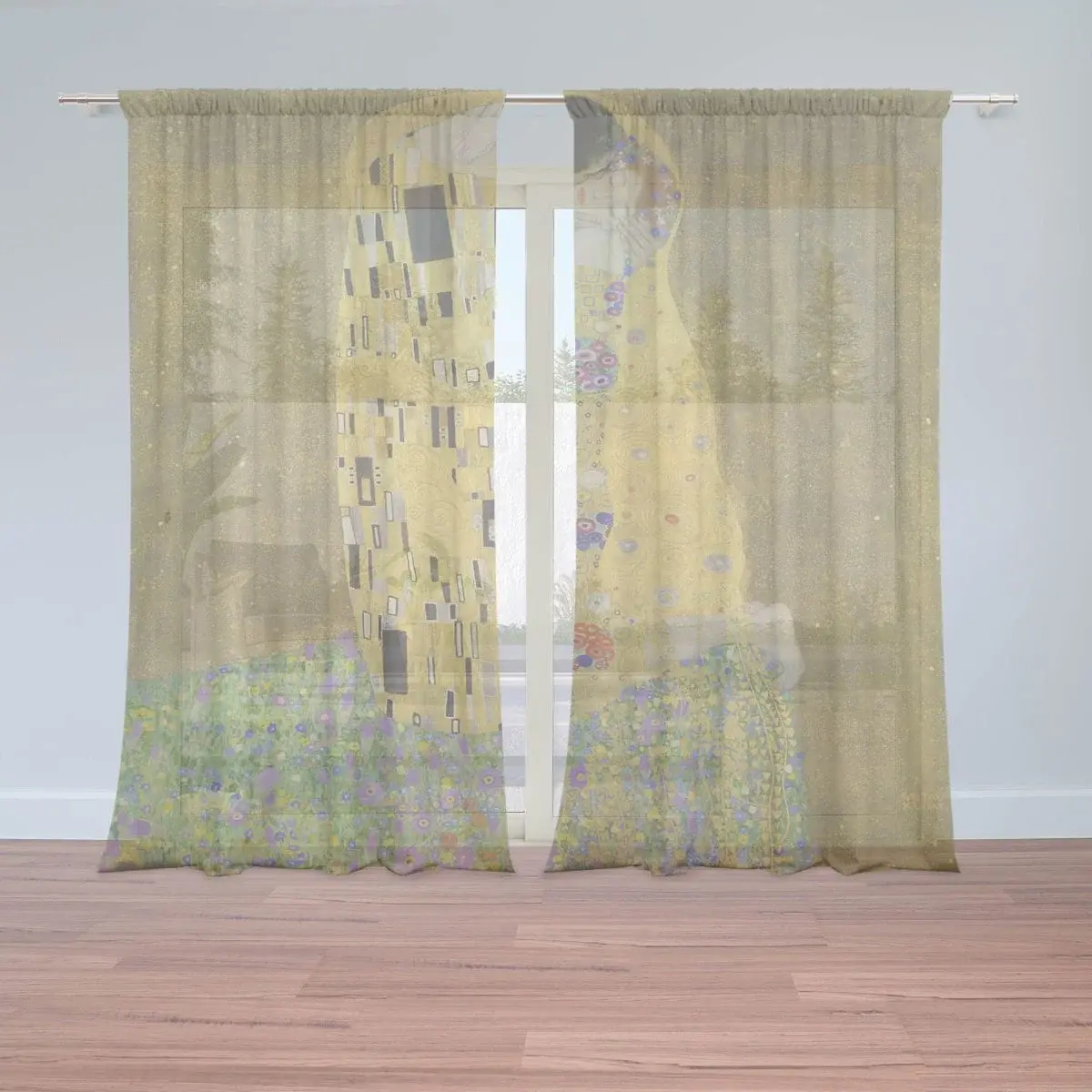 Záclony Polibek - Gustav Klimt: 2ks 150x250cm