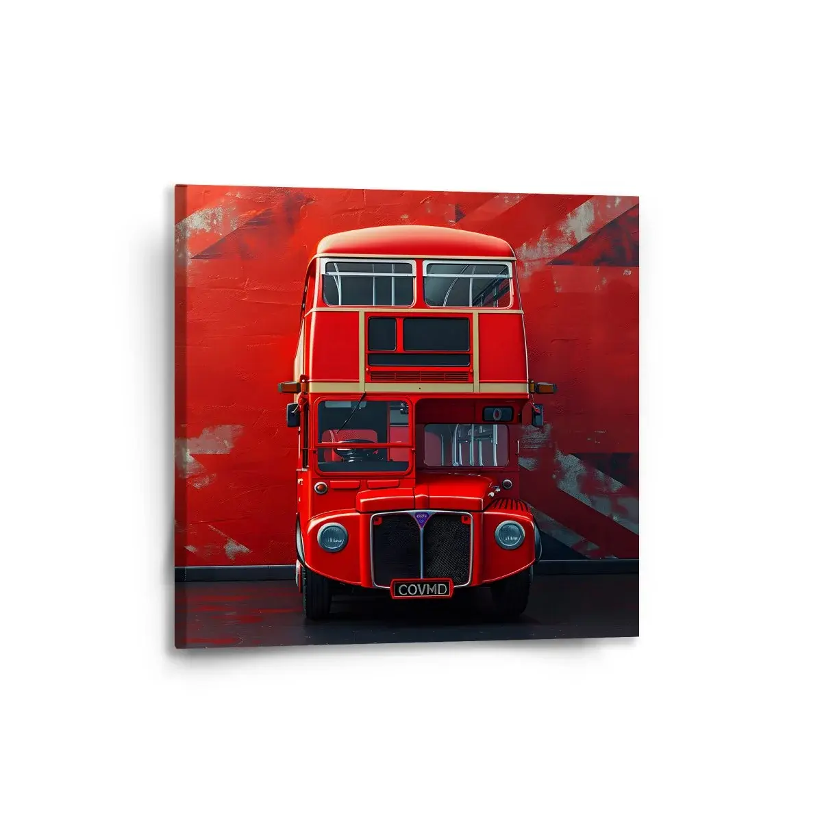 Obraz Červený patrový autobus Vlajka - 50x50 cm