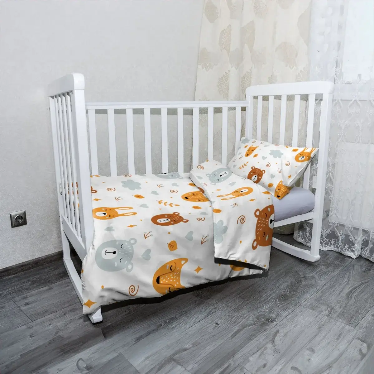 Mikroplyšové dětské povlečení do postýlky Medvěd a liška - 130x90 / 40x60
