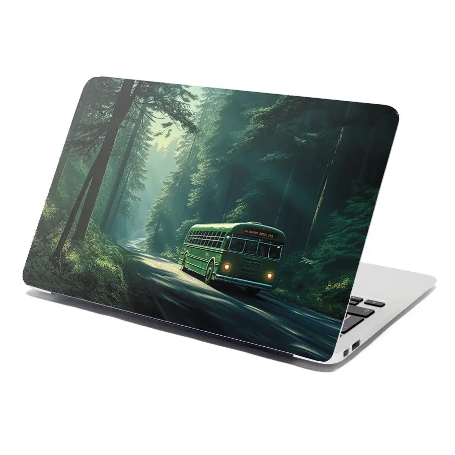 Samolepka na notebook Zelený autobus v lese - 29x20 cm