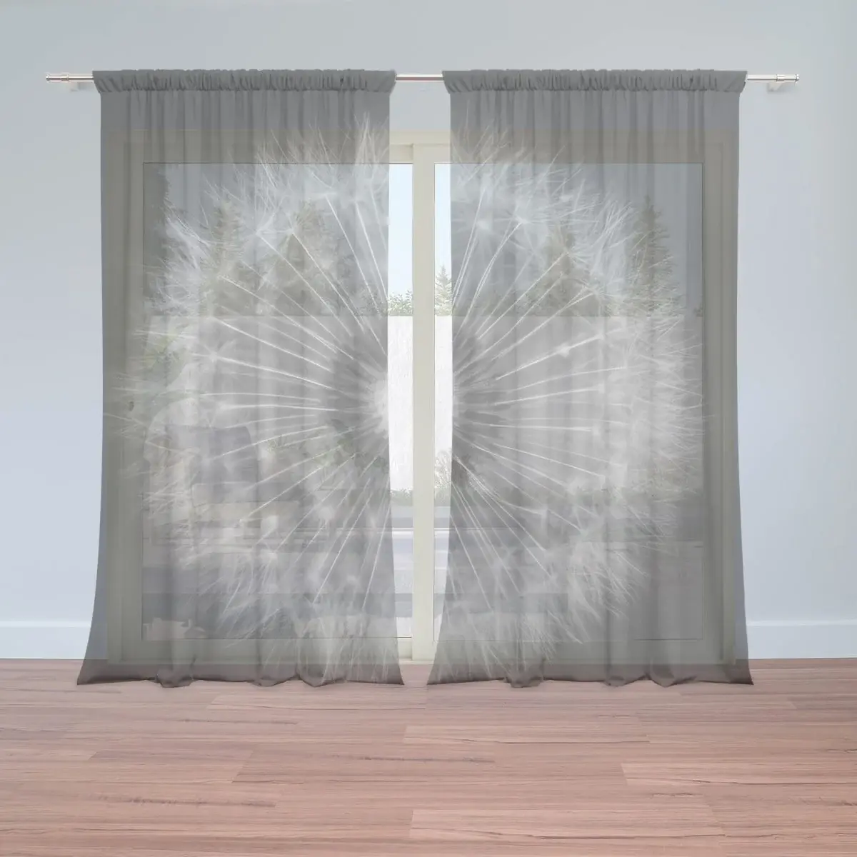 Záclony Černobílá pampeliška: 2ks 150x250cm