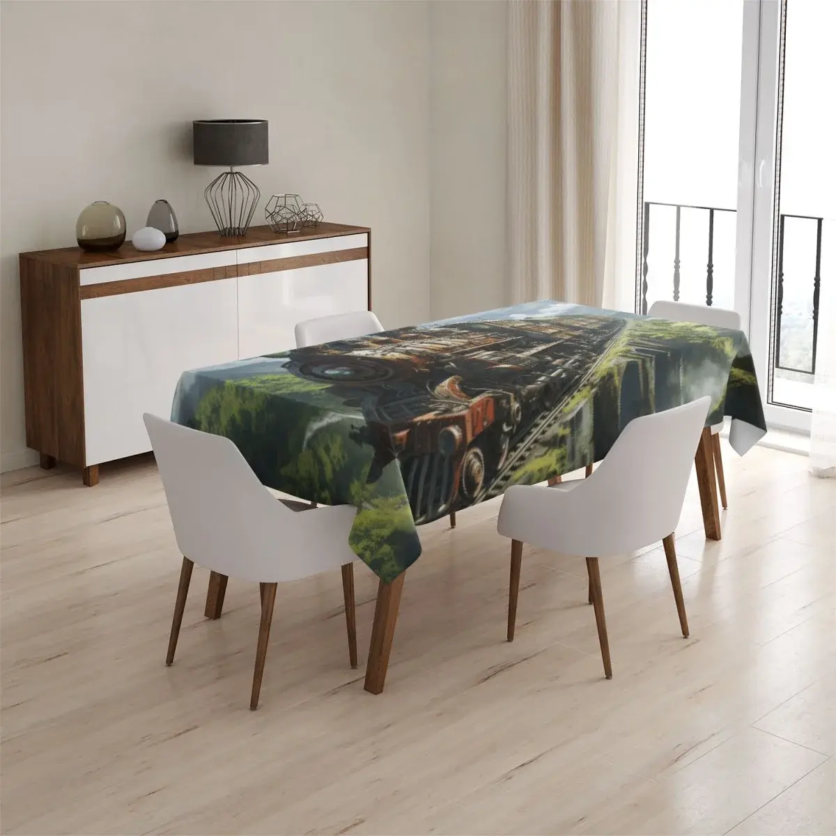 Ubrus Parní lokomotiva na viaduktu - 130x130 cm