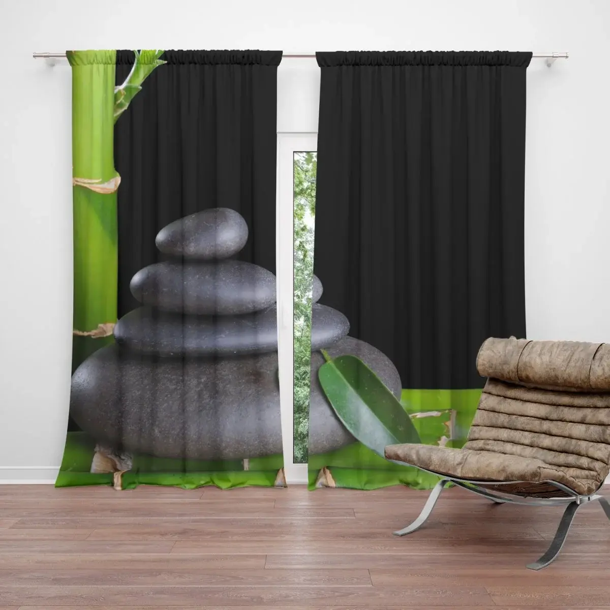 Závěs Bambus a kameny: 2ks 140x250cm