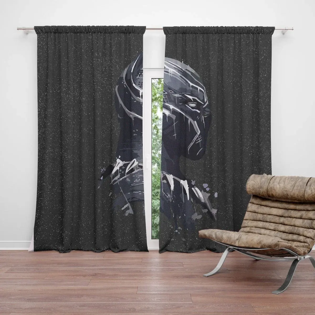 Závěs BLACK PANTHER z profilu Vesmír: 2ks 140x250cm