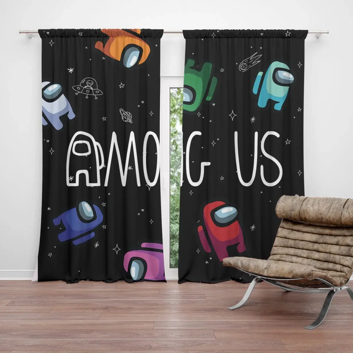 Závěs AMONG US Levitující ve vesmíru: 2ks 140x250cm