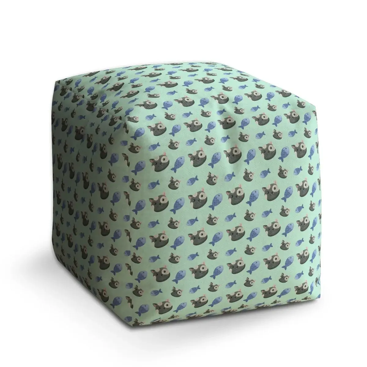 Taburet Cube kočky a rybičky - 40x40x40 cm