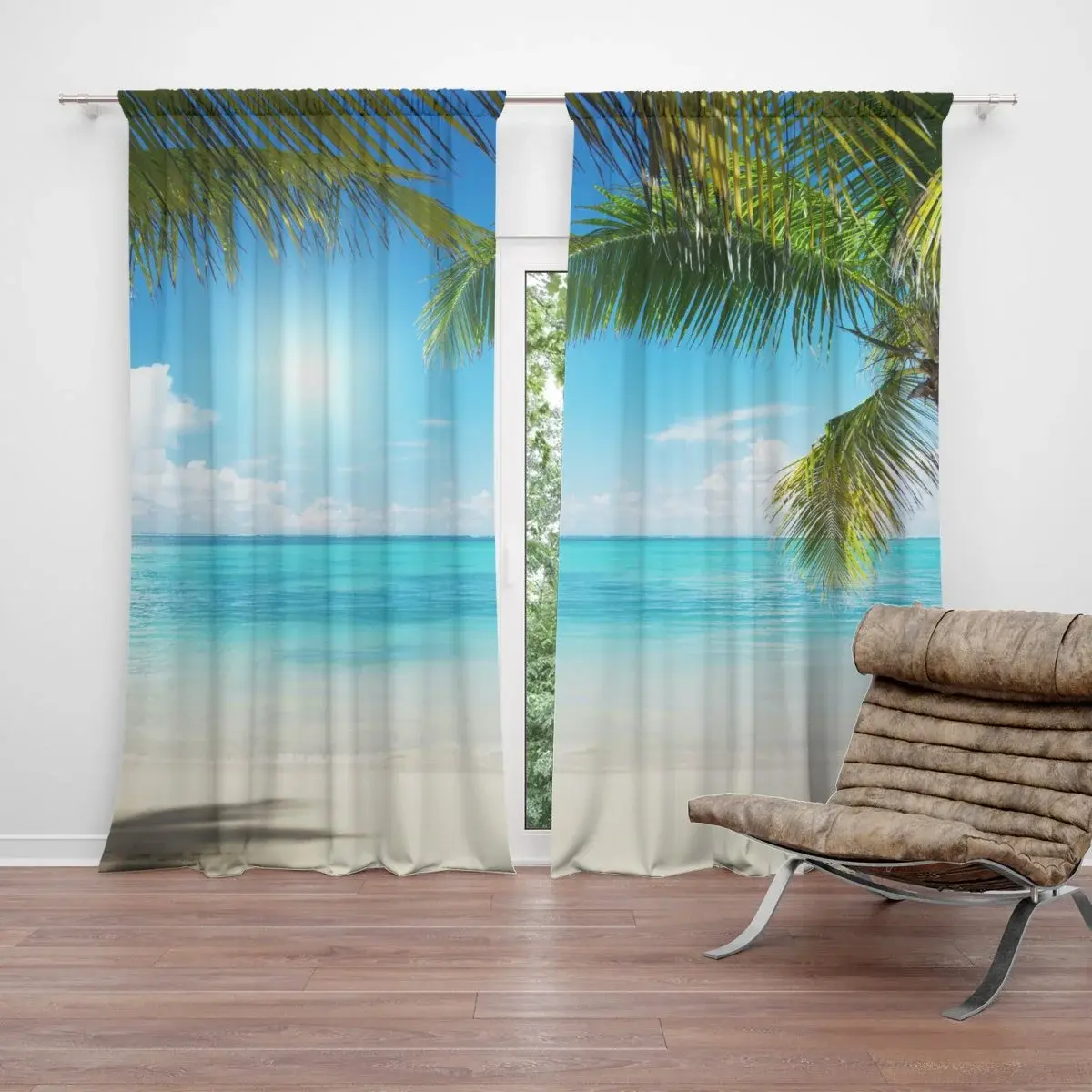 Závěs Pláž s palmami: 2ks 140x250cm