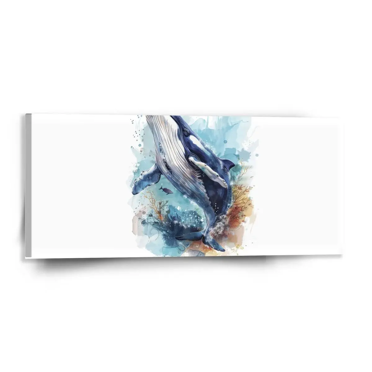 Obraz Akvarelová velryba - 110x50 cm