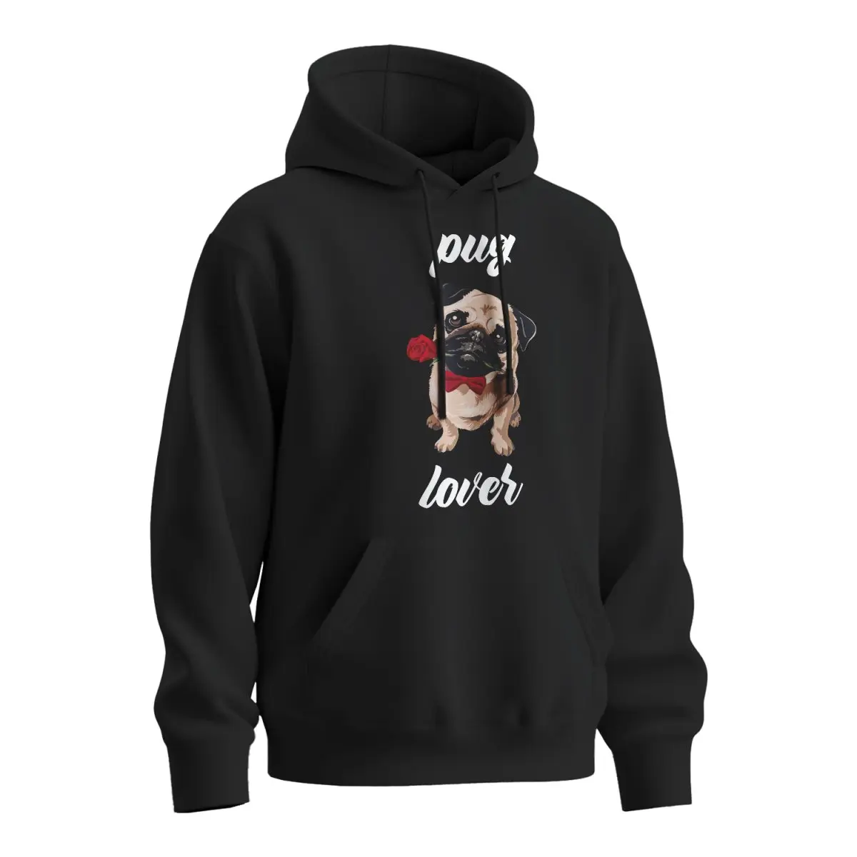Mikina s potiskem Pug lover - černá