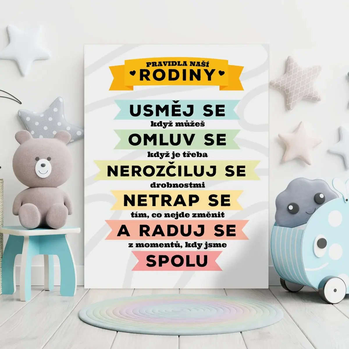 Dárková cedulka Pravidla naší rodiny: 30x40 cm